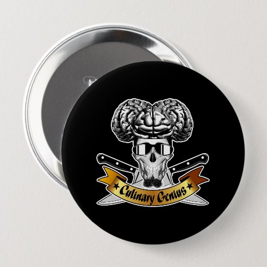 Kulinarisches Genie: Koch Skull Button (Vorne & Hinten)