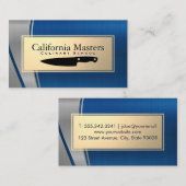 Kulinarisches Messer | Gold Blue Metallic Visitenkarte (Vorne/Hinten)