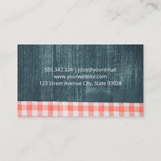 Kulinarisches Messer | Hintergrund Holz Napkin Visitenkarte (Rückseite)