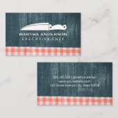 Kulinarisches Messer | Hintergrund Holz Napkin Visitenkarte (Vorne/Hinten)