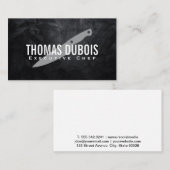 Kulinarisches Messer | Schwarze Textur Visitenkarte (Vorne/Hinten)