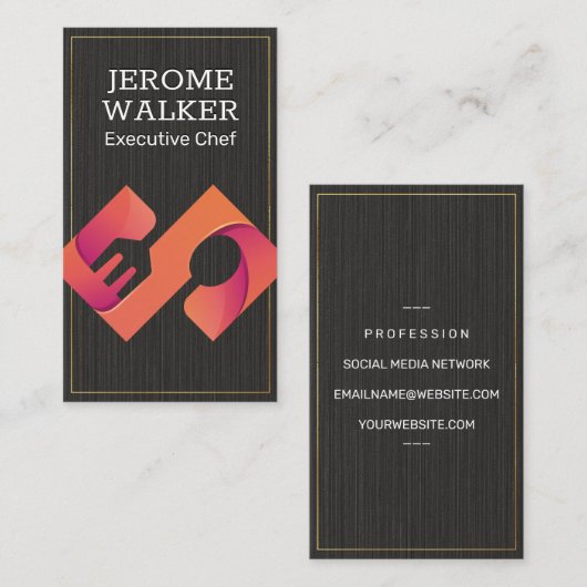 Kulinarisches Silber | Schwarze Textur Visitenkarte (Vorne/Hinten)