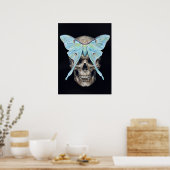 kull und Luna Moth — Memento Mori Impasto Poster (Küche)