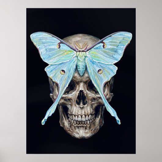 kull und Luna Moth — Memento Mori Impasto Poster (Vorne)