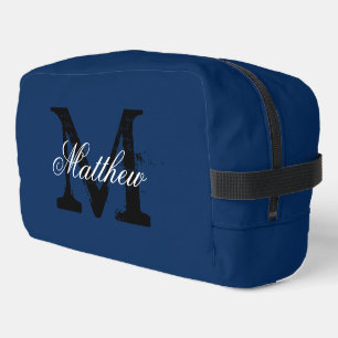 Kultivierte Kosmetiktasche aus navyblauem Stoff mi Waschbeutel
