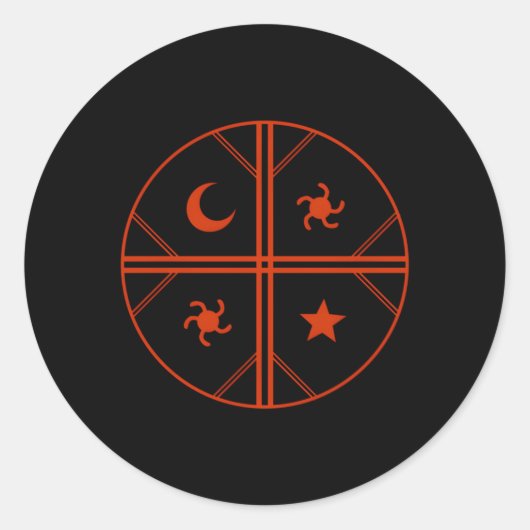 Kultrun Mapuche Sha Drum Sun Moon Star Symbology Runder Aufkleber (Vorderseite)