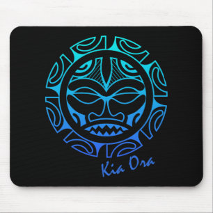 Kultur Gesicht Symbol Blau, Haka Kia Ora Tanz Neus Mousepad