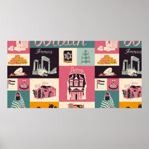 Kultur und Landesfarbe Jordaniens. Sammlung Poster