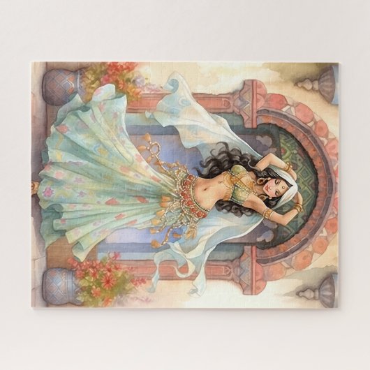 Kulturelle Eleganz: Indischer Tanz Seide Sari Puzzle (Horizontal)