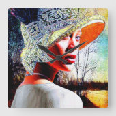 Kulturelle Eleganz Quadratische Wanduhr (Vorderseite)