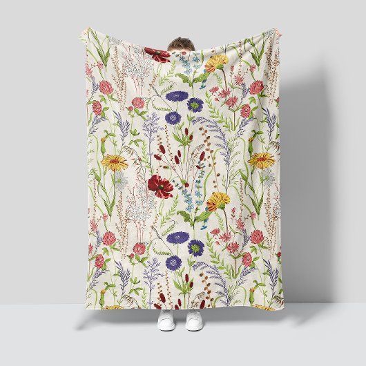 Kulturerbe Wiesengarten mehrfarbig Fleecedecke