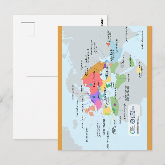 Kulturkarte der jüdischen Sprachen Postkarte (Vorne/Hinten)