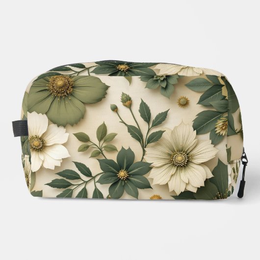 Kulturtasche grünes Blumenmuster Waschbeutel (Vorderseite)