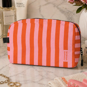Kulturtasche Preppy Bold Stripe Korallenrosa Waschbeutel