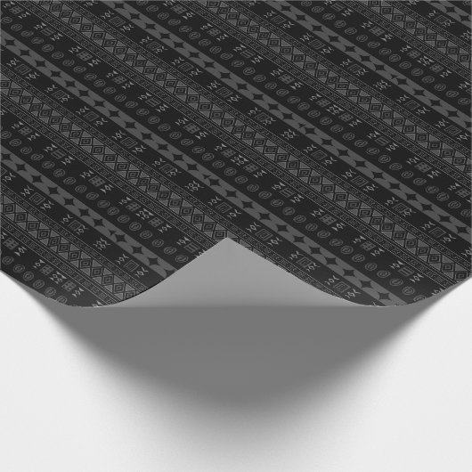 Kulturtribal in Schwarz und Kohle, Grau Geschenkpapier (Ecke)