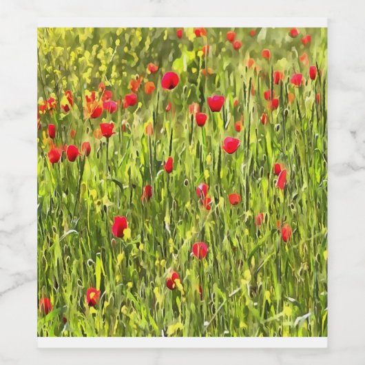 Kulturwiese Mohnlandschaft Weinetikett (Einzelnes Label)