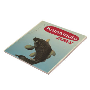 Kumamoto Japan Vintage-Reiseposter Fliese
