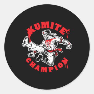 Kumite Champion Blood Sports Karate Kung Fu Kick Runder Aufkleber