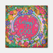 Kümmre ist Cool Pink Floral Kindheit Inspirivity Magnet (Vorne)