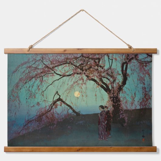 Kumoi Cherry Trees 1920 Japanischer Holzschnitt-Dr Wandteppich Mit Holzrahmen (Vorne)