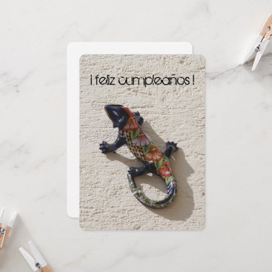 Kumpleños-Eidechse Karte (Vorderseite/Rückseite Beispiel)