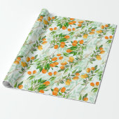 Kumquat Tropical Summer Fruit Pattern on Mint Geschenkpapier (Ungerollt)