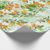 Kumquat Tropical Summer Fruit Pattern on Mint Geschenkpapier (Ecke)