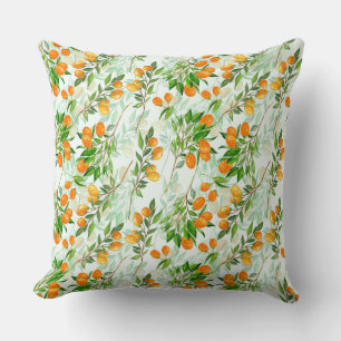 Kumquat Tropical Summer Fruit Pattern on Mint Kissen