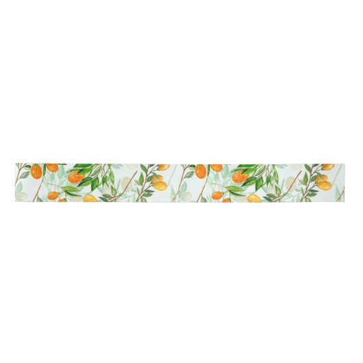 Kumquat Tropical Summer Fruit Pattern on Mint Satinband (Vorderseite)
