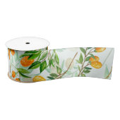 Kumquat Tropical Summer Fruit Pattern on Mint Satinband (Spule)