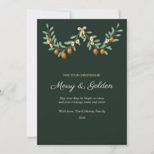 Kumquat Wintersweet Swag Familien-Weihnachtskarte Einladung