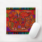 Kuna Indian Baby Elephant - Mola Folk Art Mousepad (Mit Mouse)