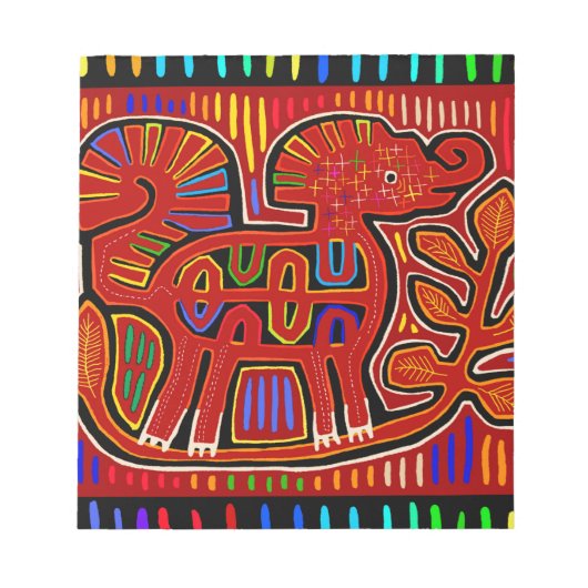 Kuna Indian Baby Elephant - Mola Folk Art Notizblock (Vorderseite)