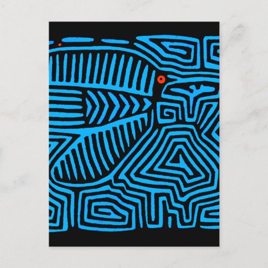 Kuna Indian Blue Bird Postkarte (Vorderseite)
