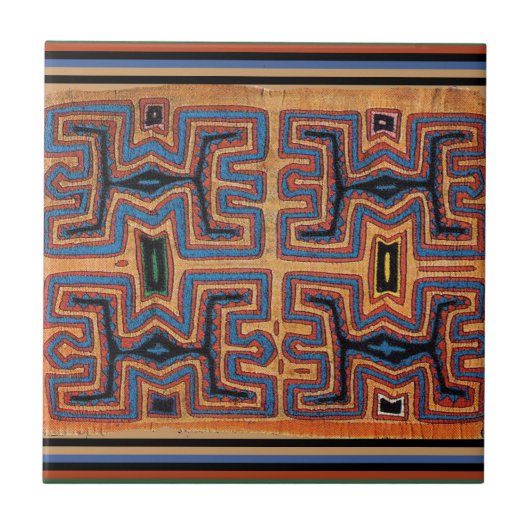 Kuna Indian Canoe Spirits Fliese (Vorderseite)