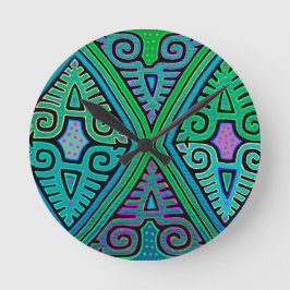 Kuna Indian Diamond Mola Runde Wanduhr