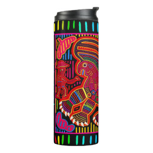 Kuna Indian Freundlicher Drache Mola Thermosbecher