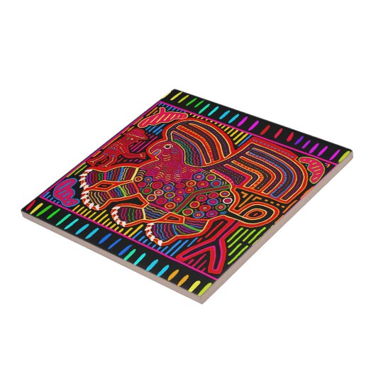 Kuna Indian Friendly Dragon Mola Fliese (Seite)