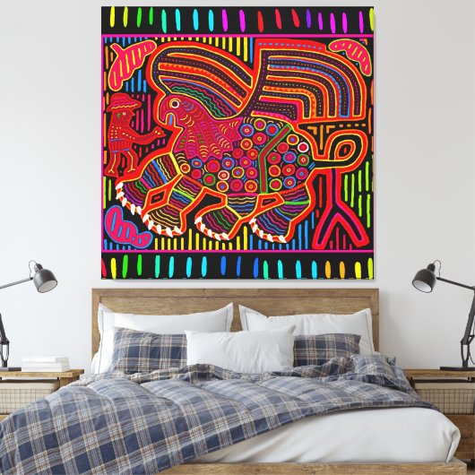 Kuna Indian Friendly Dragon Mola Leinwanddruck (Insitu (Schlafzimmer))