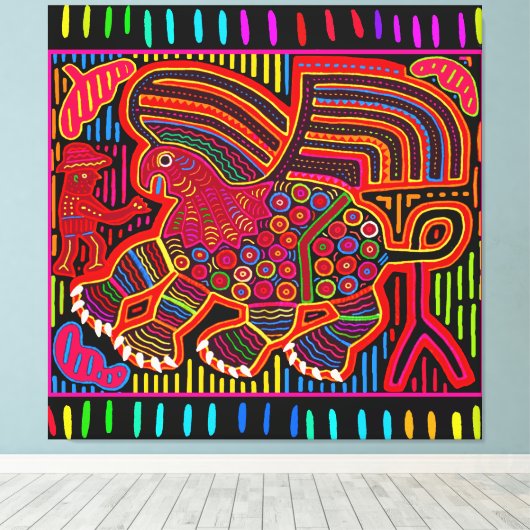 Kuna Indian Friendly Dragon Mola Leinwanddruck (Insitu (Holzboden))