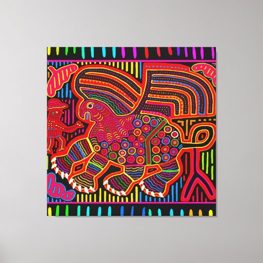 Kuna Indian Friendly Dragon Mola Leinwanddruck (Vorderseite)