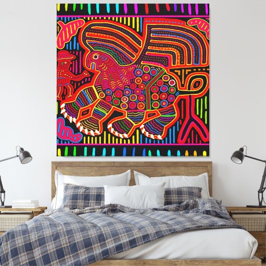 Kuna Indian Friendly Dragon Mola Leinwanddruck (Insitu (Schlafzimmer))