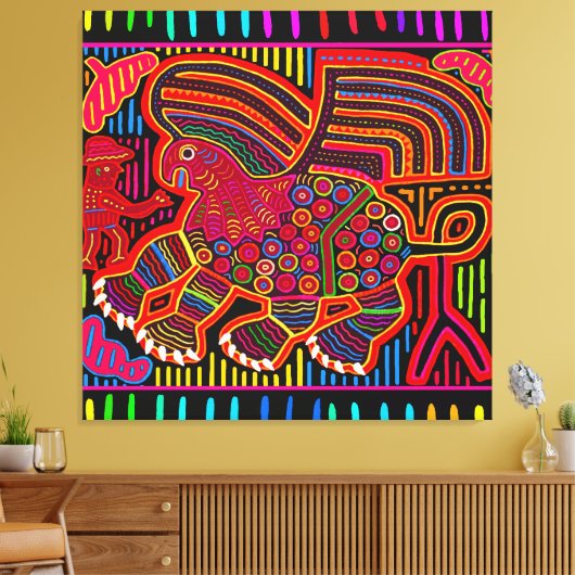 Kuna Indian Friendly Dragon Mola Leinwanddruck (Insitu (Wohnzimmer))