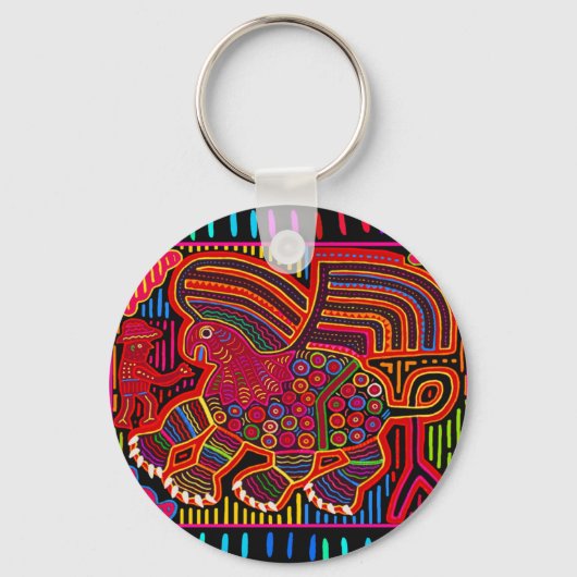 Kuna Indian Friendly Dragon Mola Schlüsselanhänger (Vorderseite)
