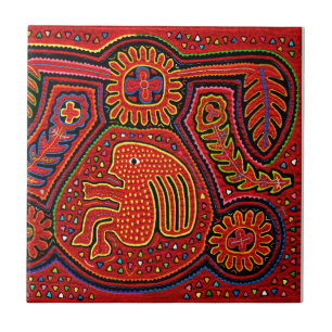 Kuna Indian Girl on a Bicycle Fliese