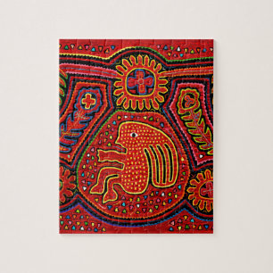 Kuna Indian Girl on a Bicycle Puzzle