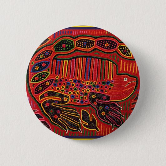 Kuna Indian Iguana Mola Button (Vorderseite)