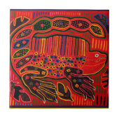 Kuna Indian Iguana Mola Fliese (Vorderseite)