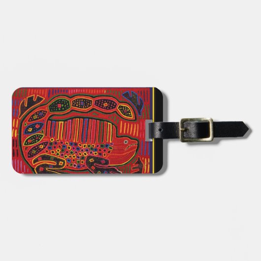 Kuna Indian Iguana Mola Gepäckanhänger (Vorderseite horizontal)