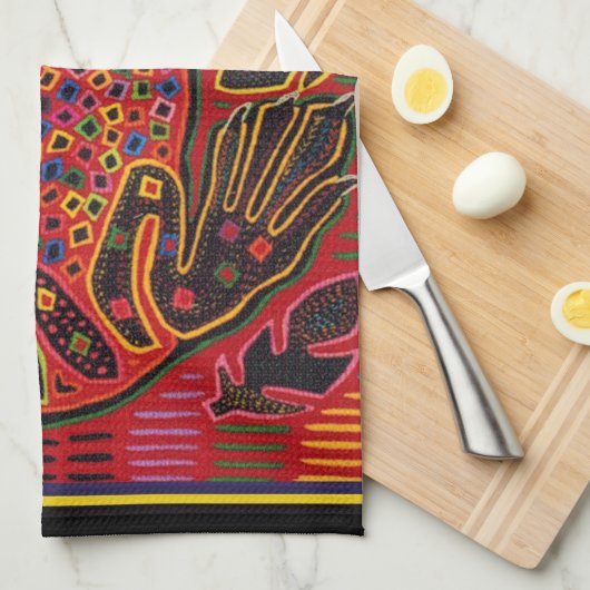 Kuna Indian Iguana Mola Handtuch (Viertel Falte)